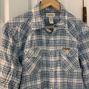 Diesel plaid button down shirt.
